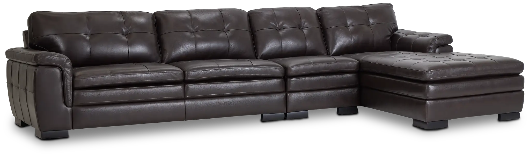Braden Dark Brown Leather Small Right Chaise Sectional Braden Dark Brown Leather Small Right Chaise Sectional