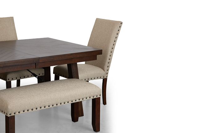 Jax Beige Rect Table, 4 Chairs & Bench