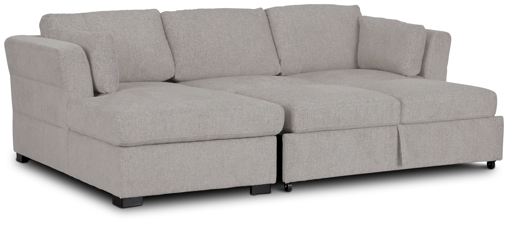 Amber Light Gray Fabric Small Left Chaise Storage Sleeper Sectional