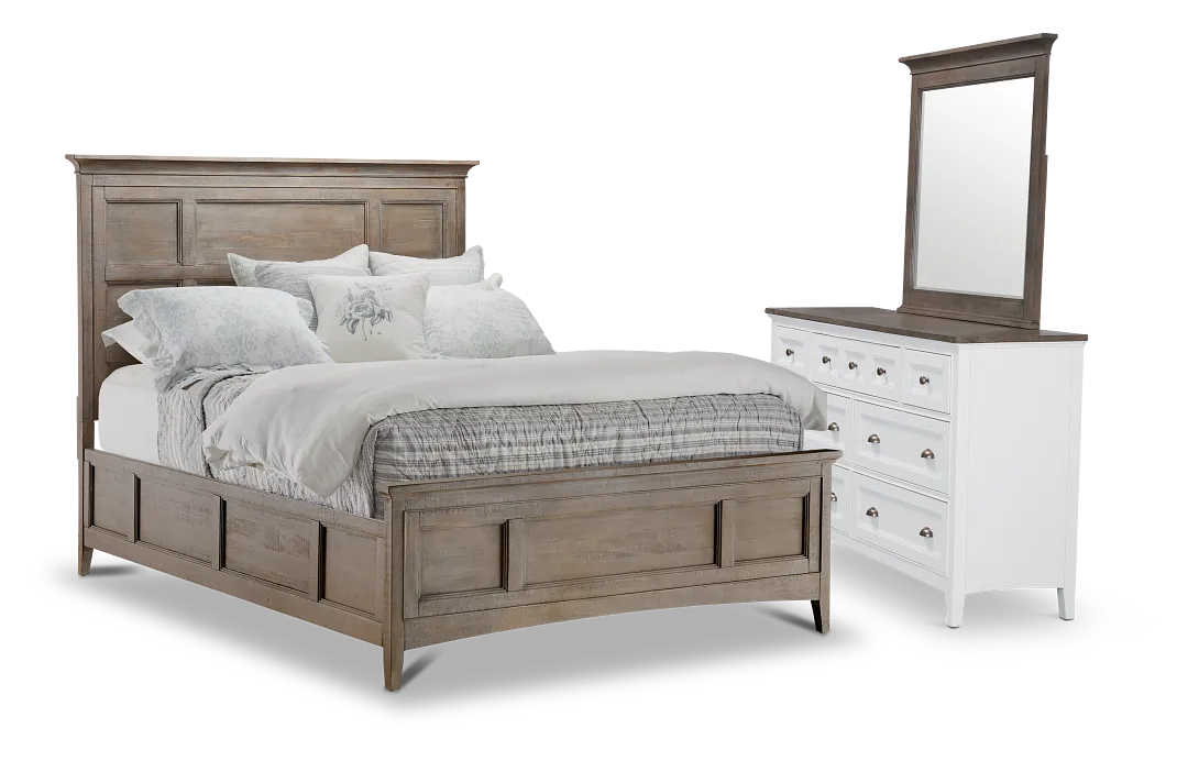 Heron Cove Light Tone Panel Bedroom With Two-tone Cases