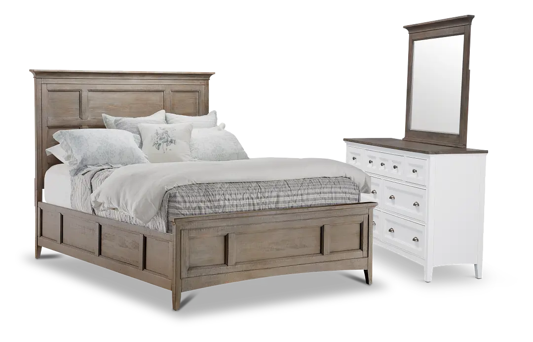 Heron Cove Light Tone Panel Bedroom With Two-tone Cases Heron Cove Light Tone Panel Bedroom With Two-tone Cases