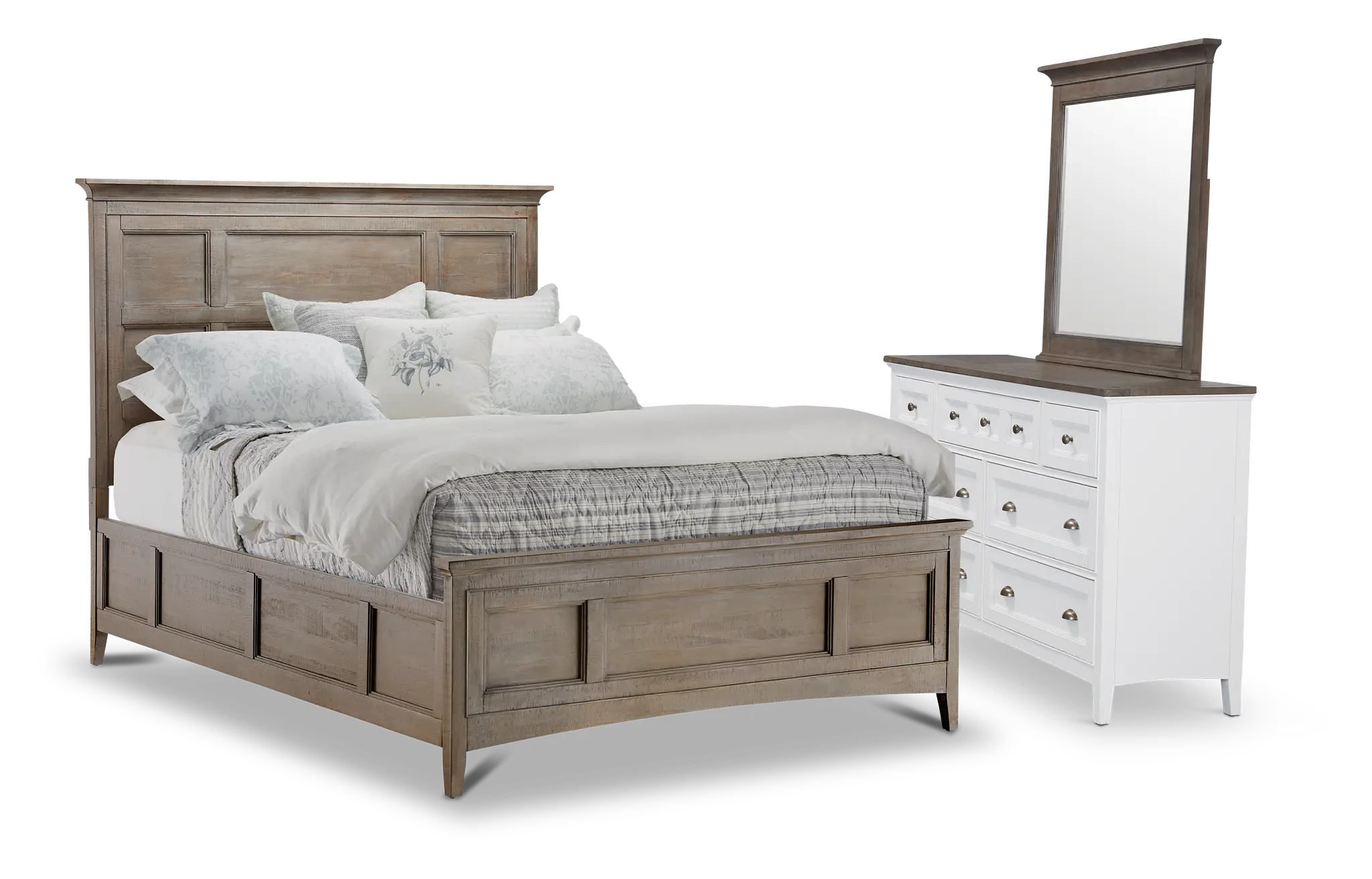 Heron Cove Light Tone Panel Bedroom With Two-tone Cases Heron Cove Light Tone Panel Bedroom With Two-tone Cases