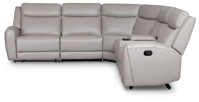 Walker Light Gray Lthr/vinyl Medium Dual Manual 2-arm Sectional