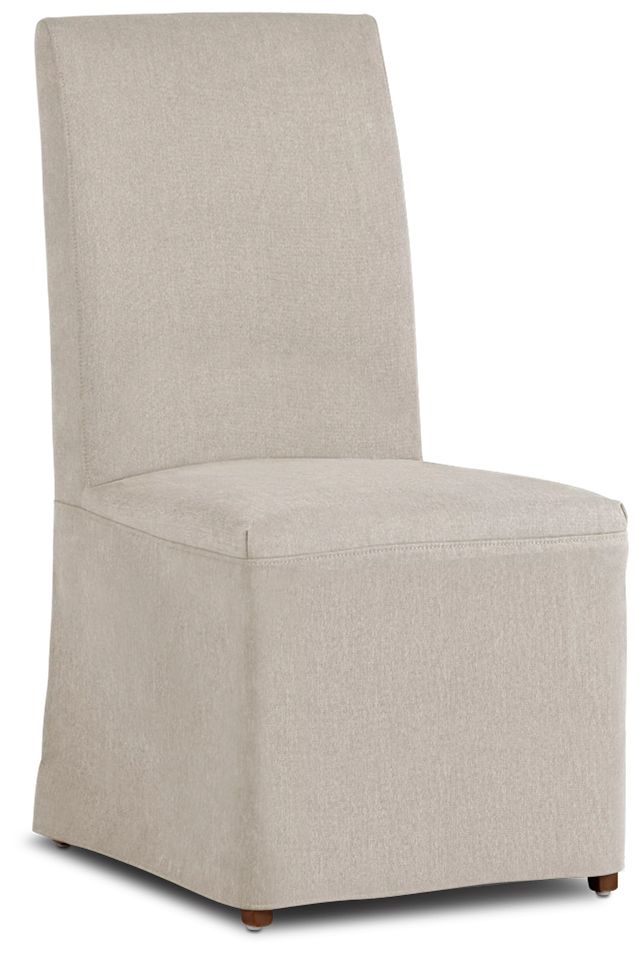 Harbor Light Beige Long Slipcover Chair With Medium-tone Leg