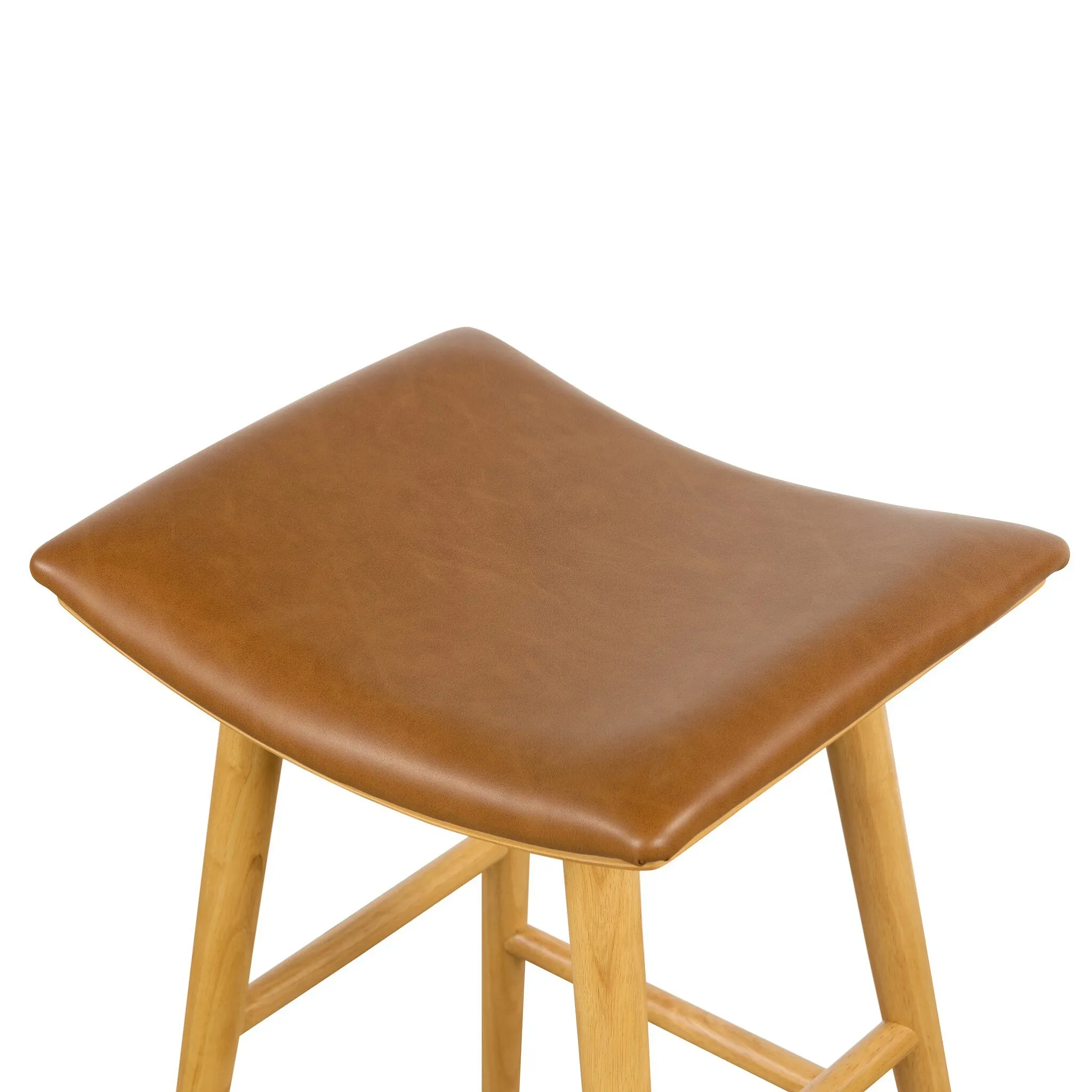 Myles Light Brown Leather 24" Upholstered Barstool