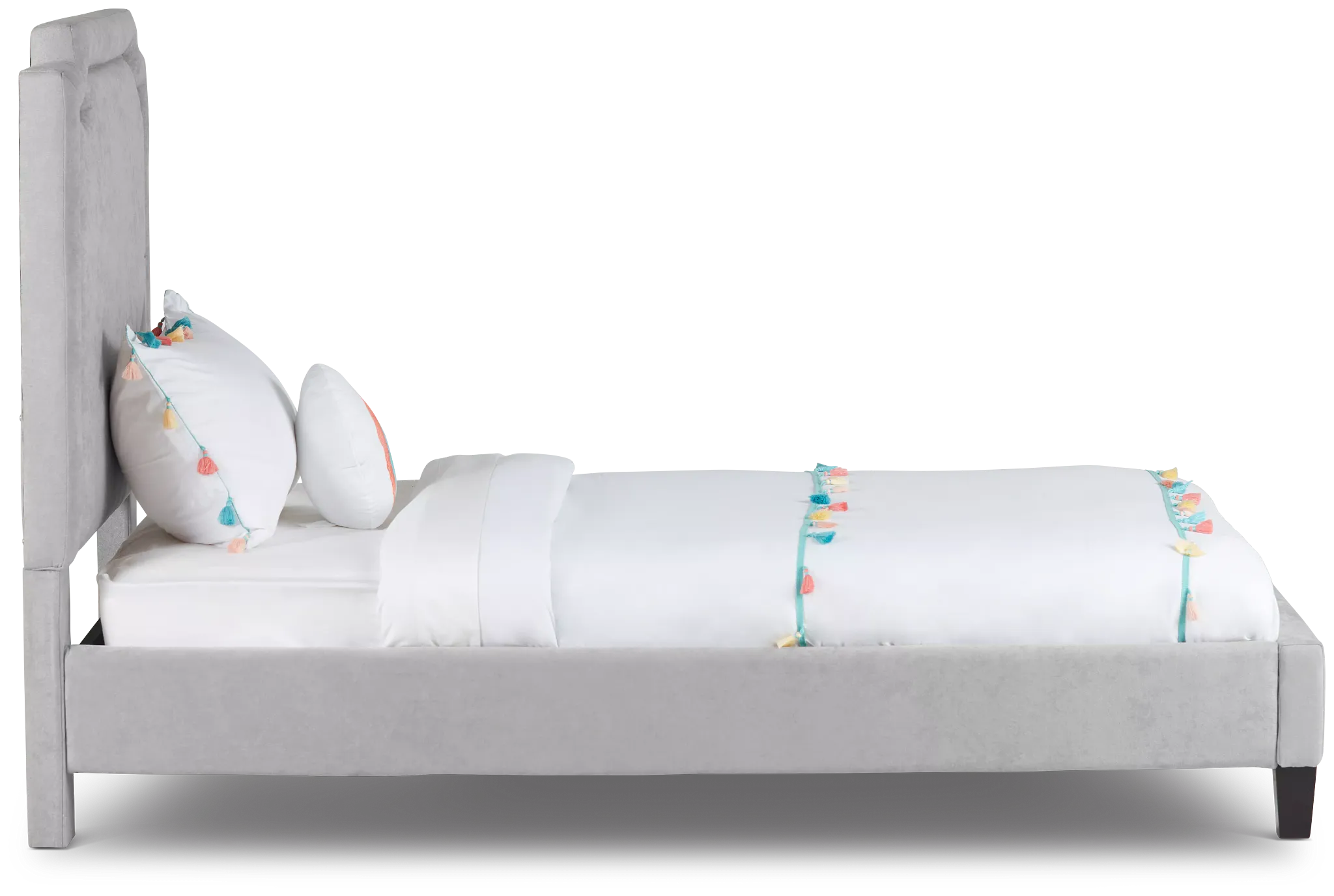 Whitney Light Gray Uph Platform Bed