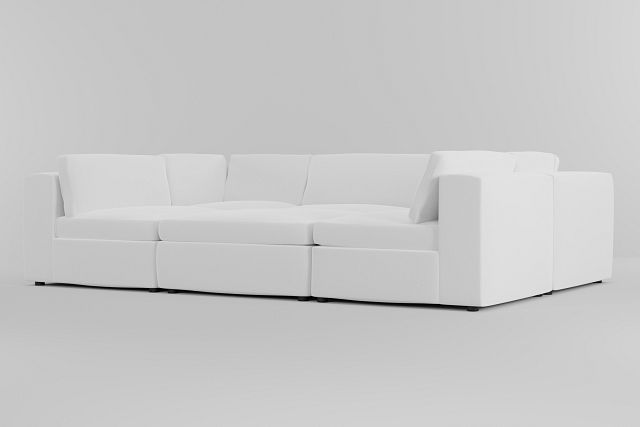 Destin Delray White Fabric 6-piece Pit Sectional