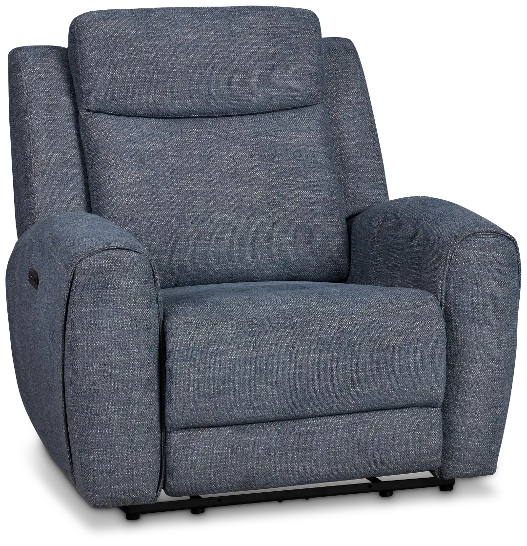 Walker Blue Fabric Power Recliner With Power Headrest Walker Blue Fabric Power Recliner With Power Headrest