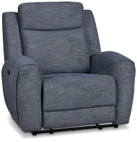 Walker Blue Fabric Power Recliner With Power Headrest