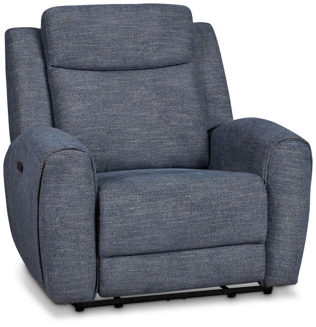 Walker Blue Fabric Power Recliner With Power Headrest
