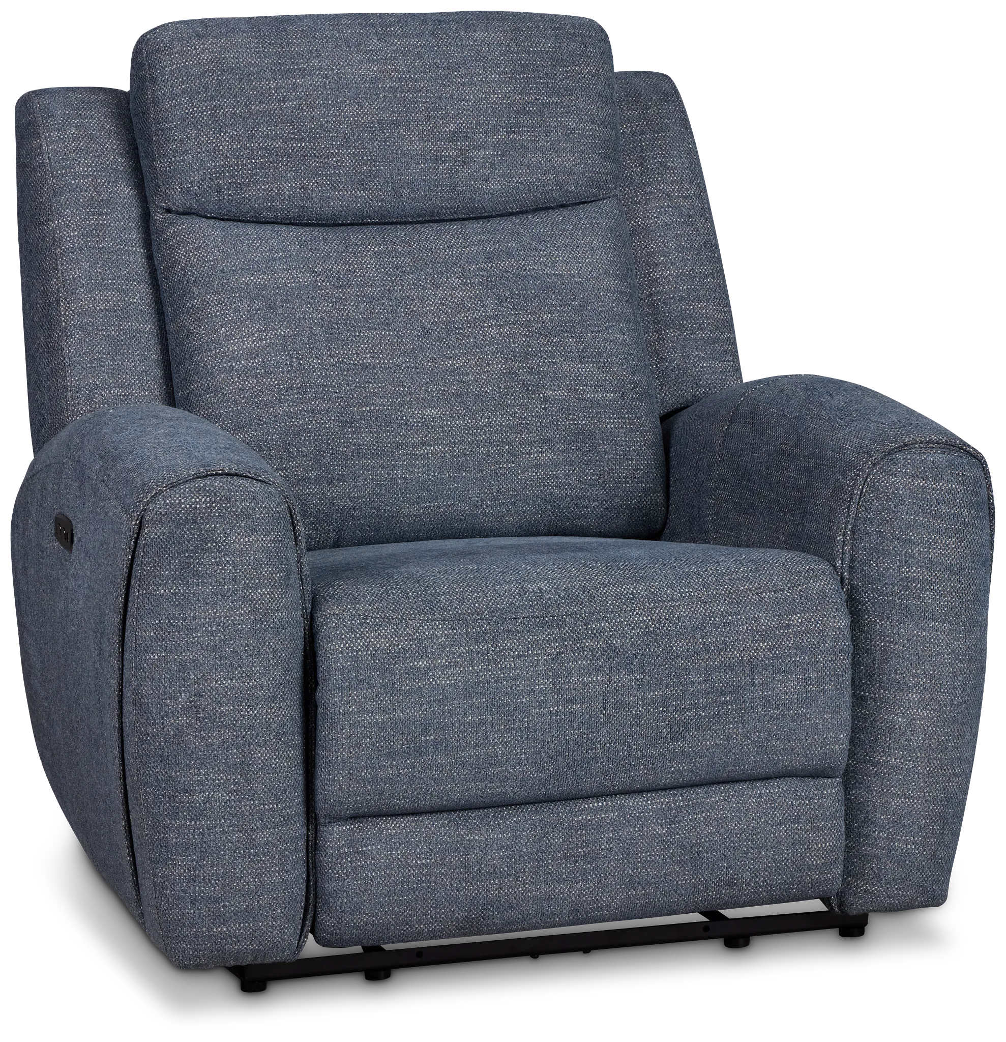 Walker Blue Fabric Power Recliner With Power Headrest