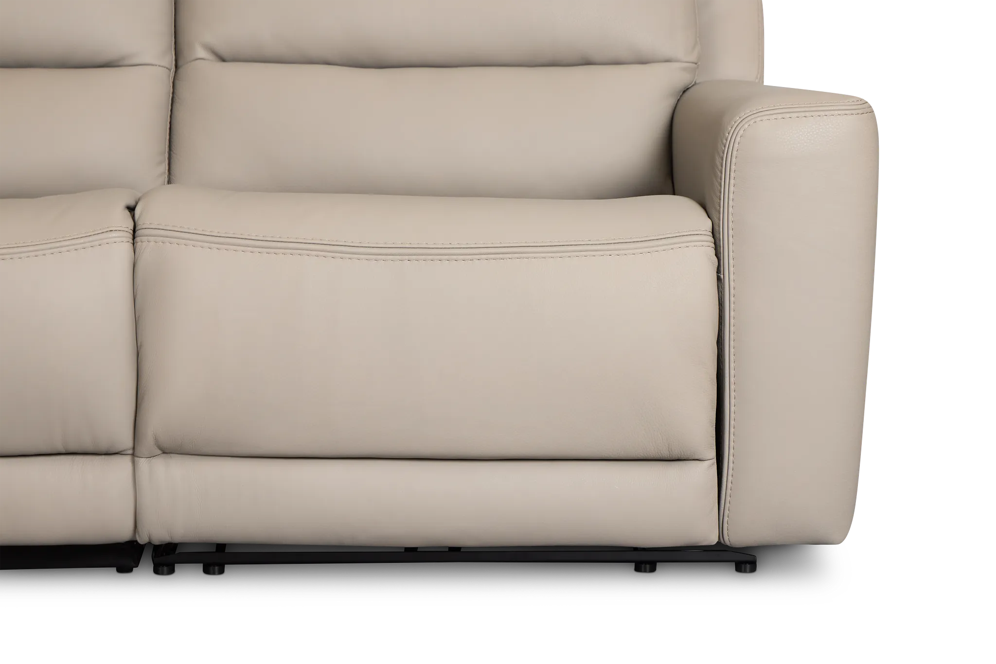 Wilder Taupe Leather Small Dual Power Reclining Two-arm Sectional