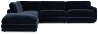 Jules Dark Blue Velvet 5-piece Left Facing Bumper Sectional