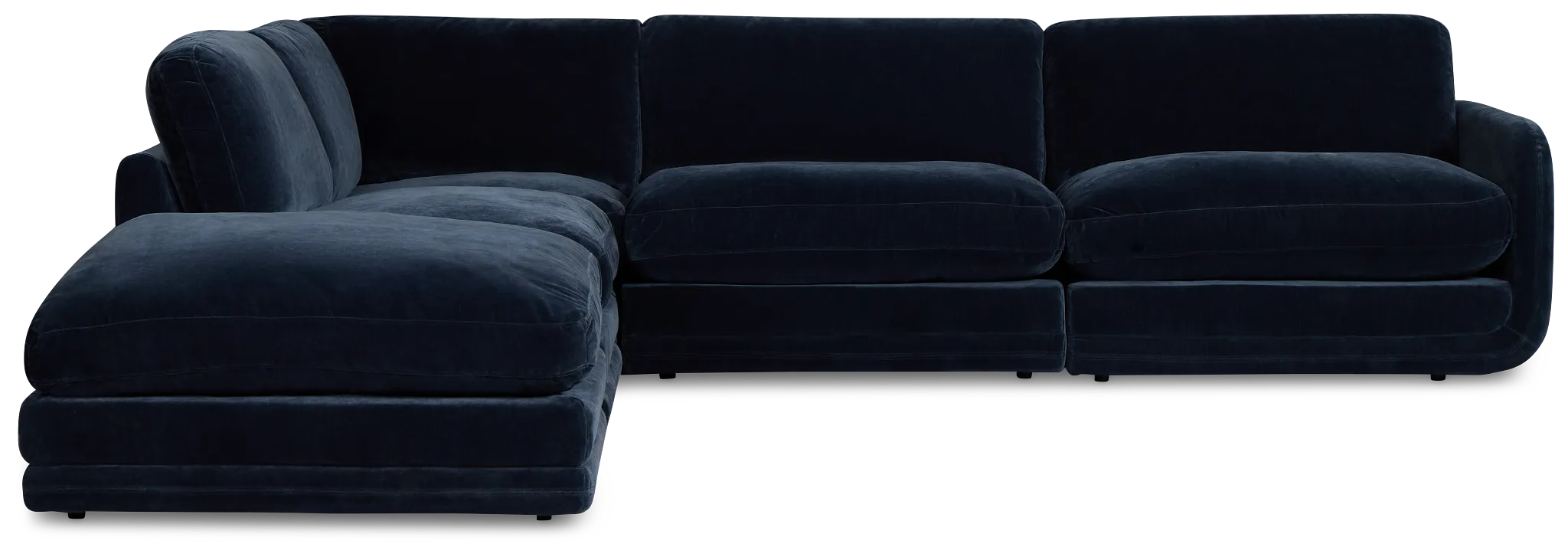 Jules Dark Blue Velvet 5-piece Left Facing Bumper Sectional