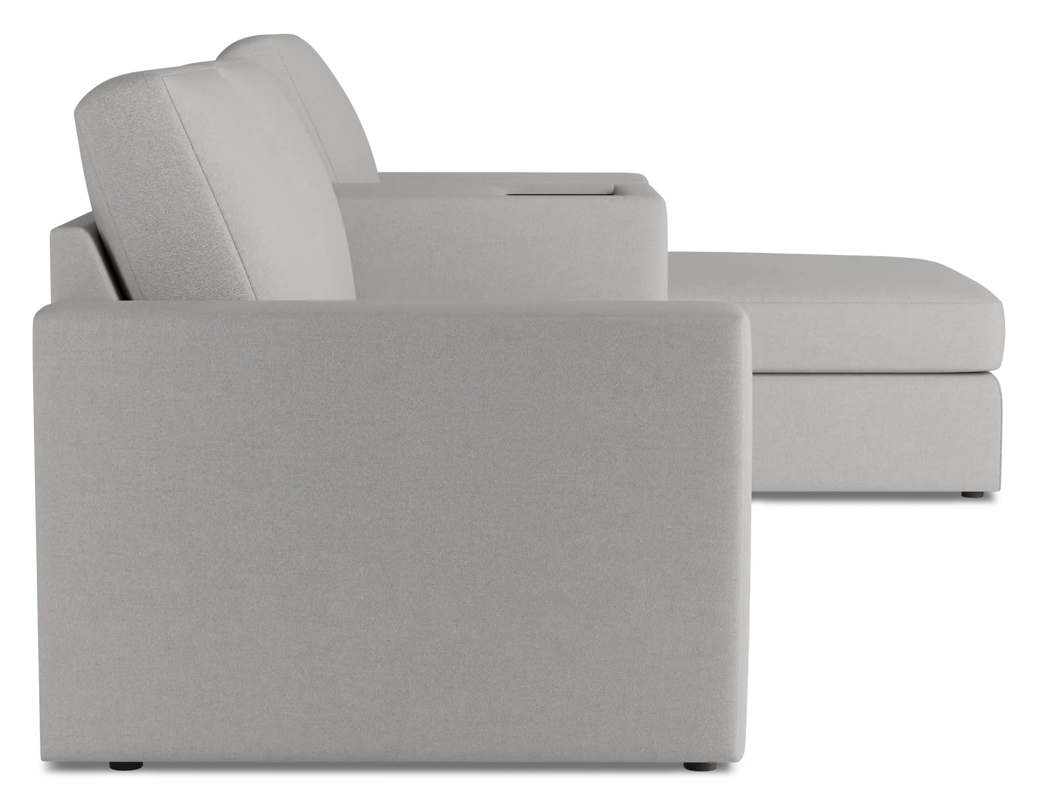 Citymod Light Gray Fabric Small Right Chaise Sectional With Storage Console Citymod Light Gray Fabric Small Right Chaise Sectional With Storage Console