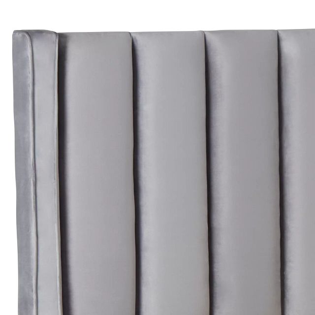 Audrey Dark Gray Velvet Platform Bed