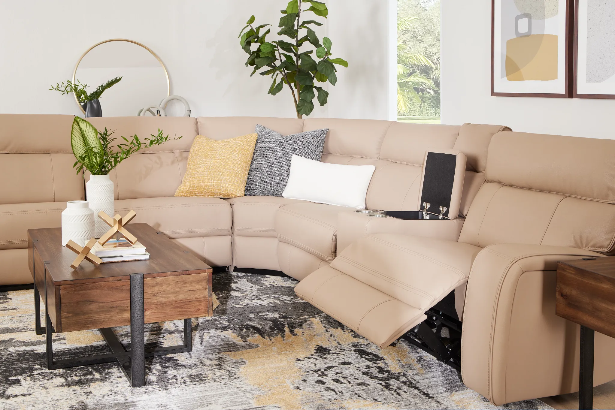Rhett Taupe Micro Small Two-arm Manually Reclining Sectional