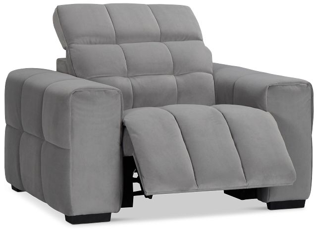 Gemma Light Gray Velvet Power Recliner