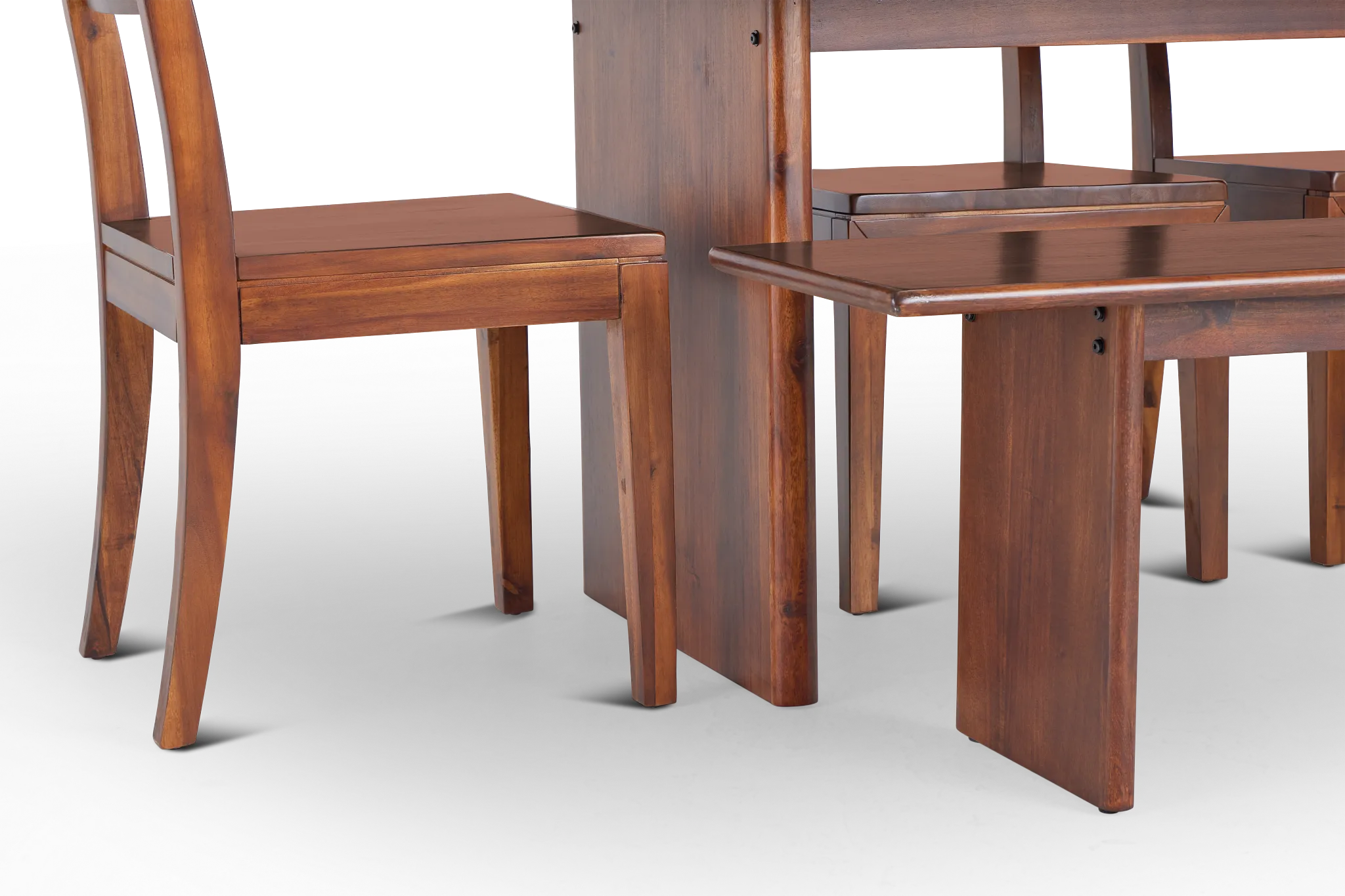 Bowery Dark Tone Rect Table, 4 Chairs & Bench