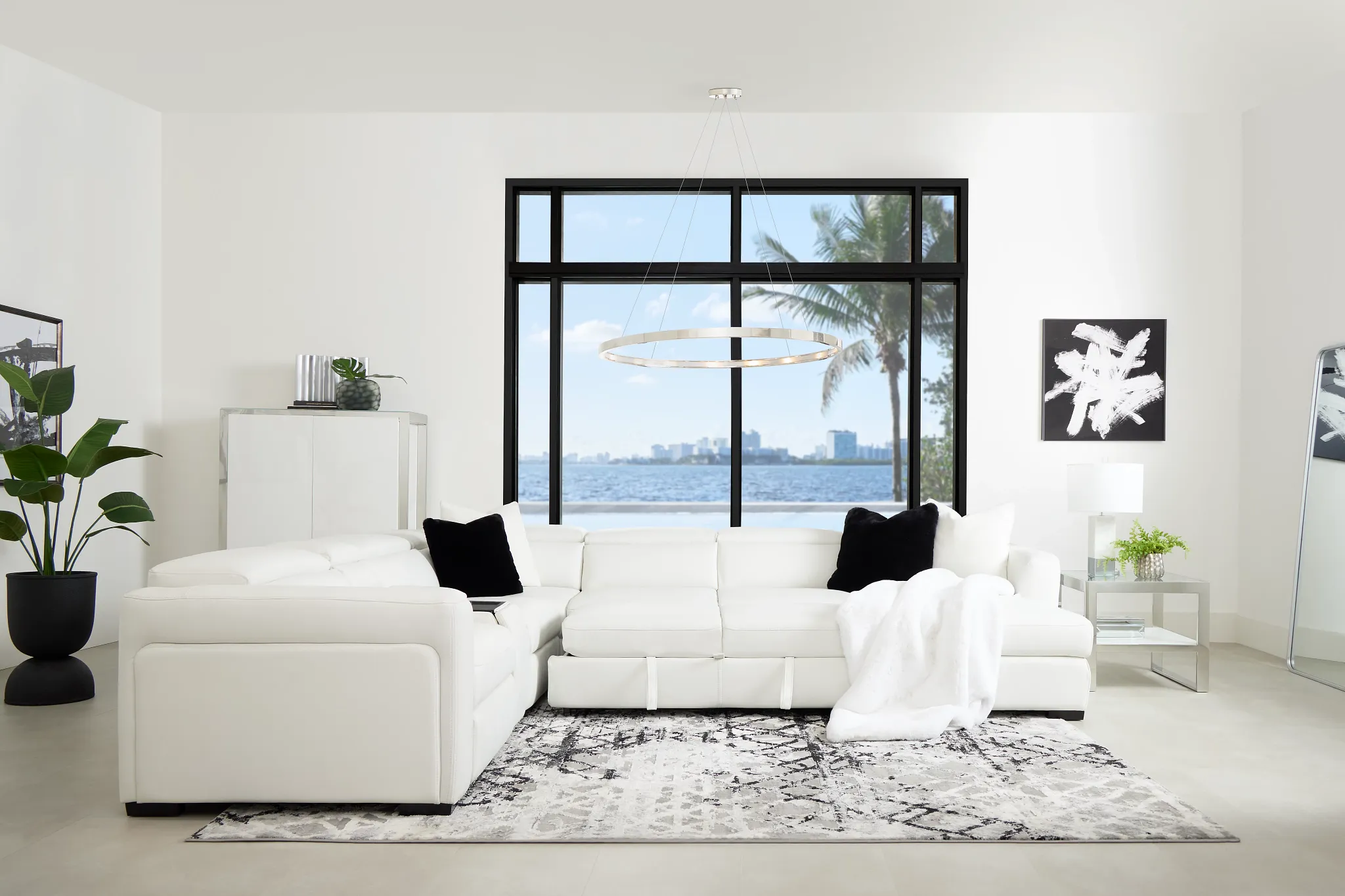 Melody White Storage Medium Right Power Reclining Chaise Sleeper Sect