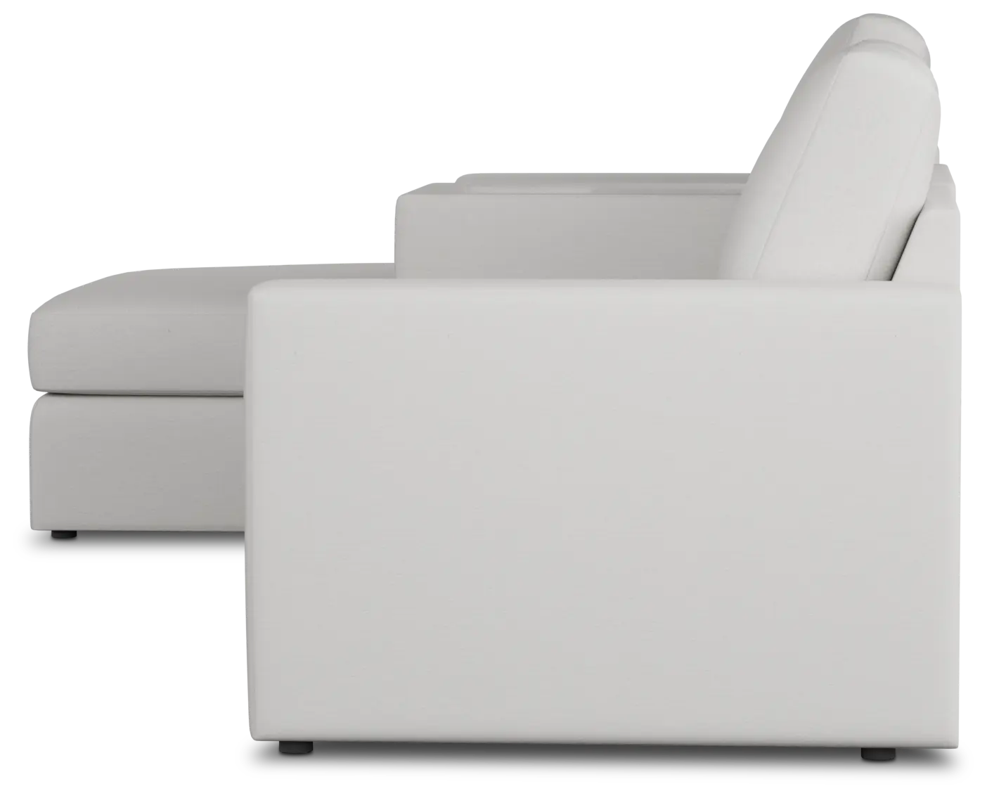 Citymod White Fabric Small Left Chaise Sectional With Media Console Citymod White Fabric Small Left Chaise Sectional With Media Console