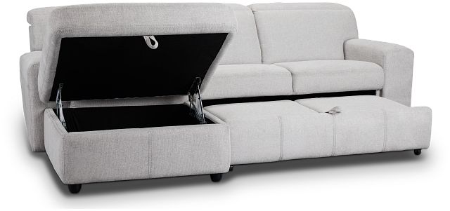 Callum Light Gray Storage Small Left Chaise Sleeper Sectional