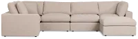 Breeze Taupe Fabric 6-piece Pit Sectional