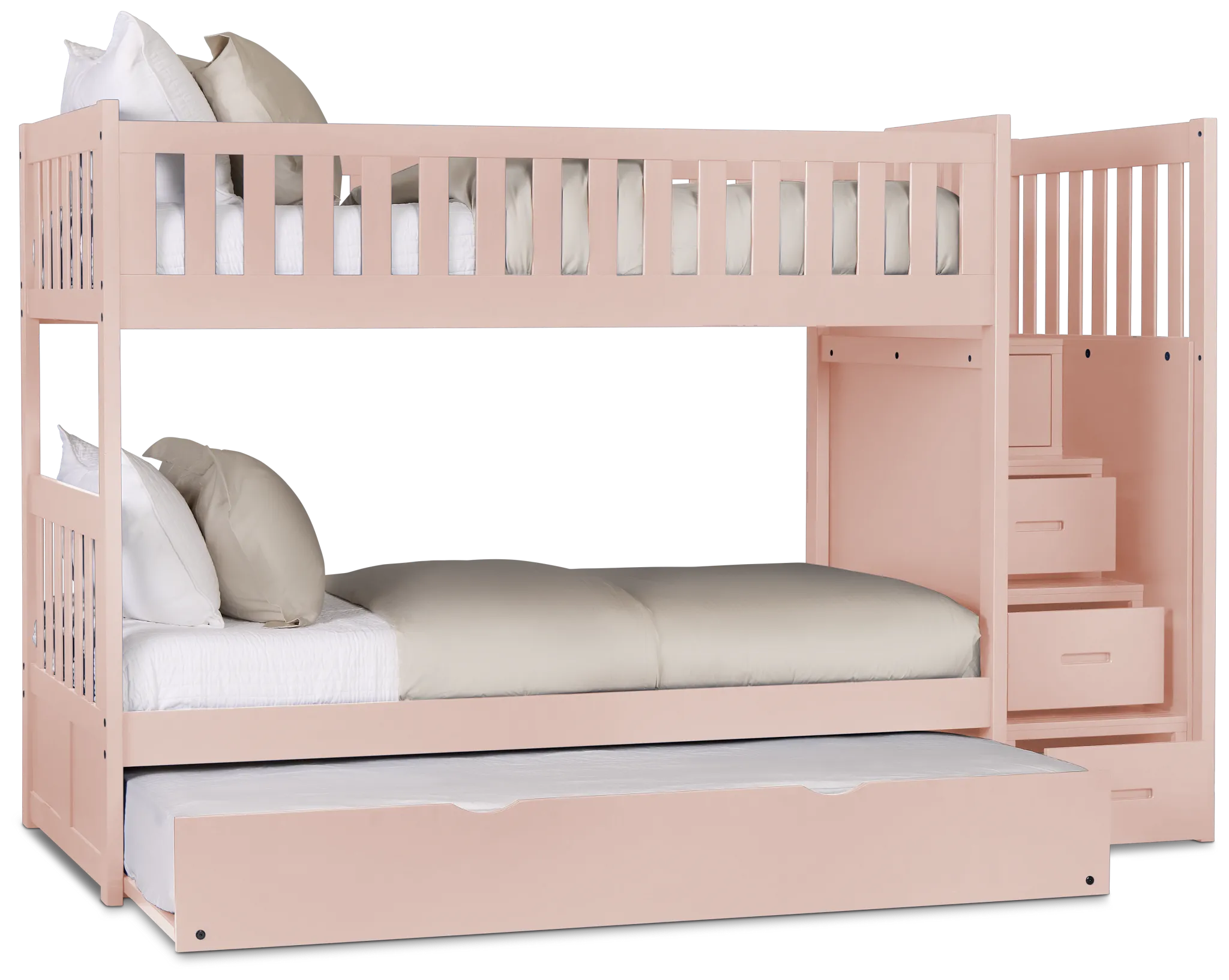Charleston Pink Step Trundle Bunk Bed