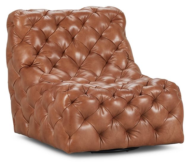 Rigby Brown Leather Swivel Accent Chair (1)