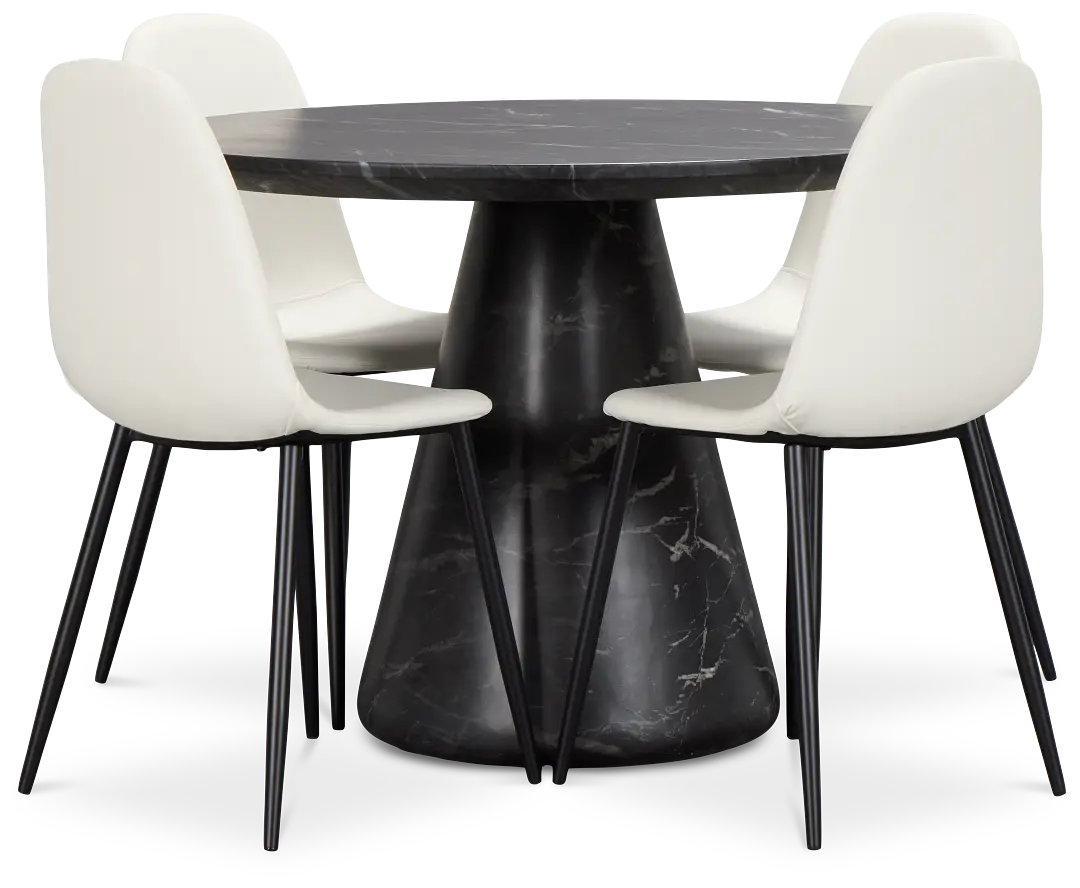Merrick Black Round Table & 4 Upholstered Chairs Merrick Black Round Table & 4 Upholstered Chairs