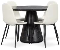 Merrick Black Round Table & 4 Upholstered Chairs