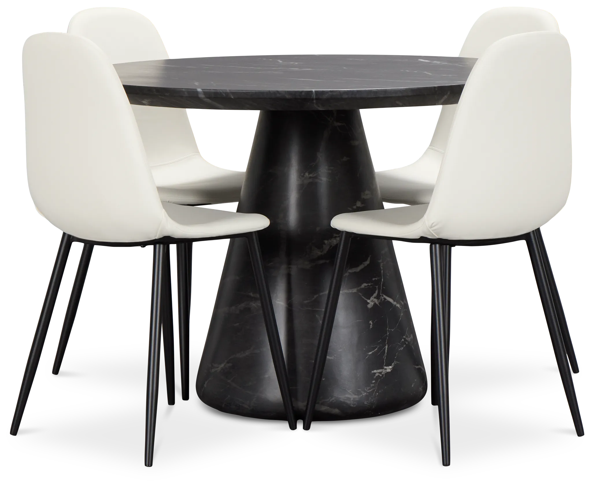 Merrick Black Round Table & 4 Upholstered Chairs