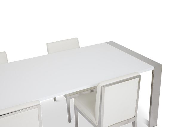 Neo White Rect Table & 4 Metal Chairs (0)
