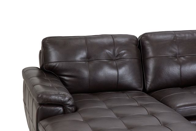 Braden Dark Brown Leather Left Chaise Sectional