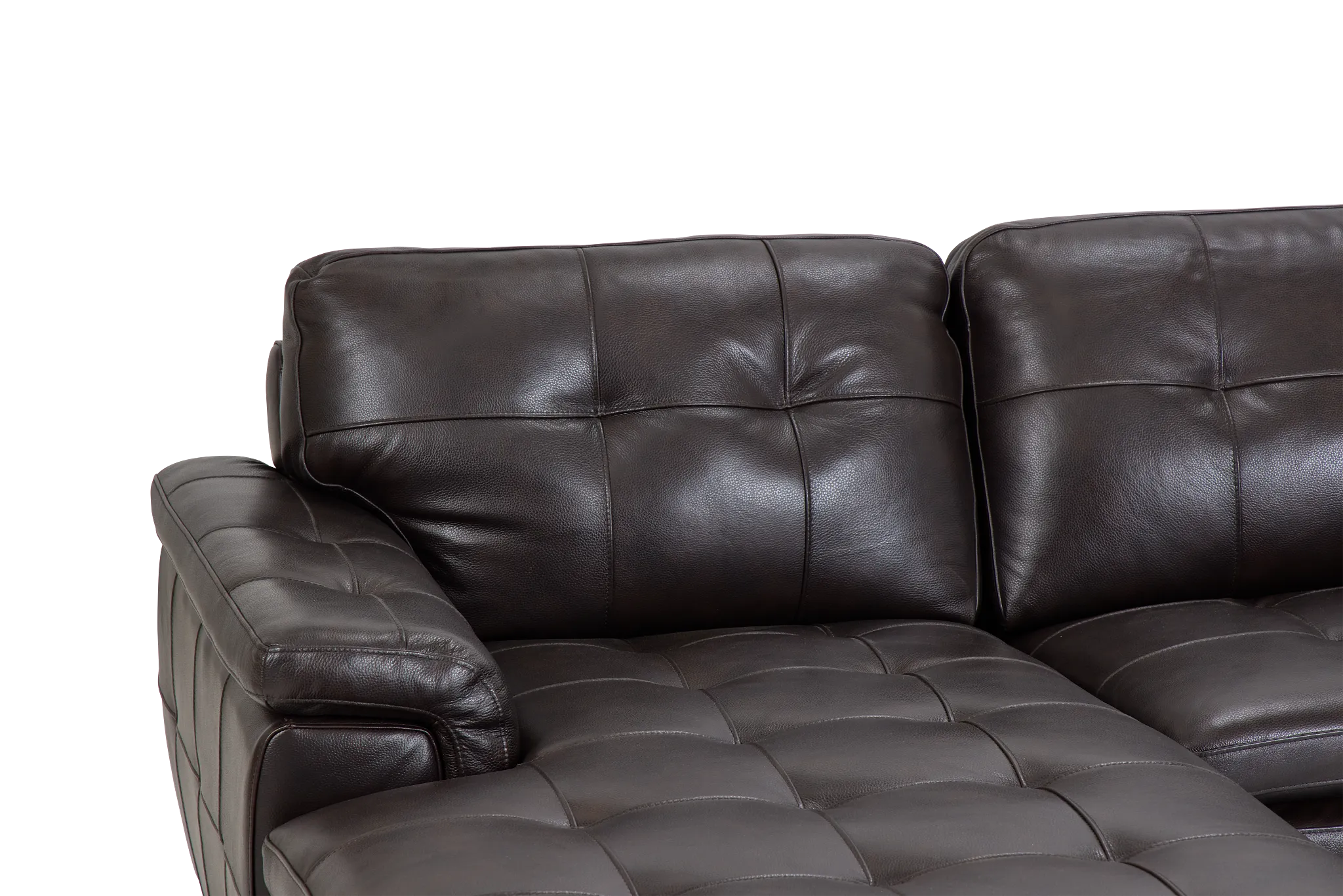 Braden Dark Brown Leather Left Chaise Sectional
