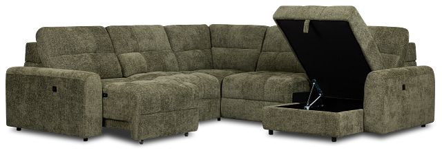 Hendrix Green Fabric Small Right Chaise Power Extension Sectional