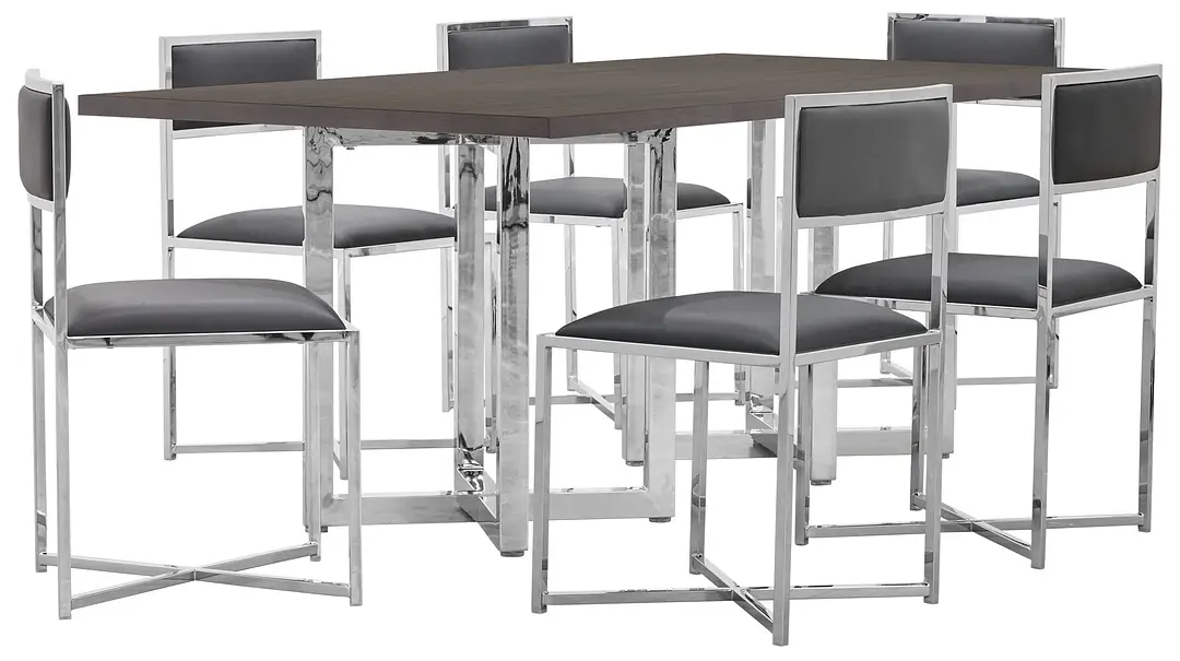 Amalfi Gray Wood Rectangular Table & 4 Metal Chairs Amalfi Gray Wood Rectangular Table & 4 Metal Chairs