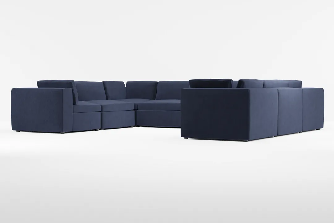 Destin Joya Dark Blue Velvet 8-piece Modular Sectional