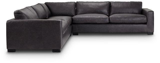Bohan Black Leather Large Two-arm Sectional