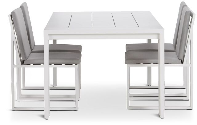 Linear White Dark Gray 70" Aluminum Table & 4 Cushioned Side Chairs (2)