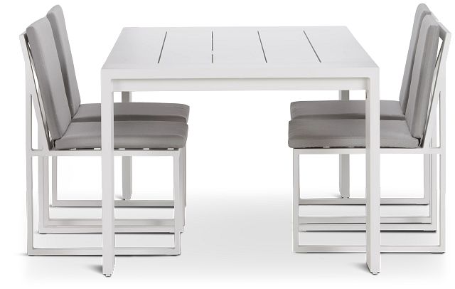 Linear White Dark Gray 70" Aluminum Table & 4 Cushioned Side Chairs