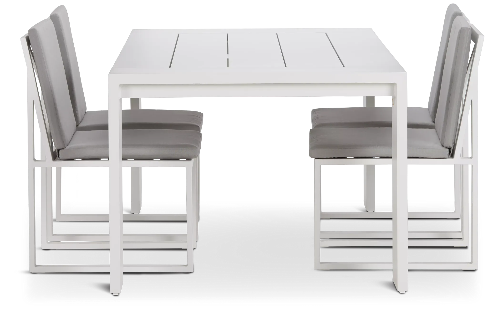 Linear White Dark Gray 70" Aluminum Table & 4 Cushioned Side Chairs