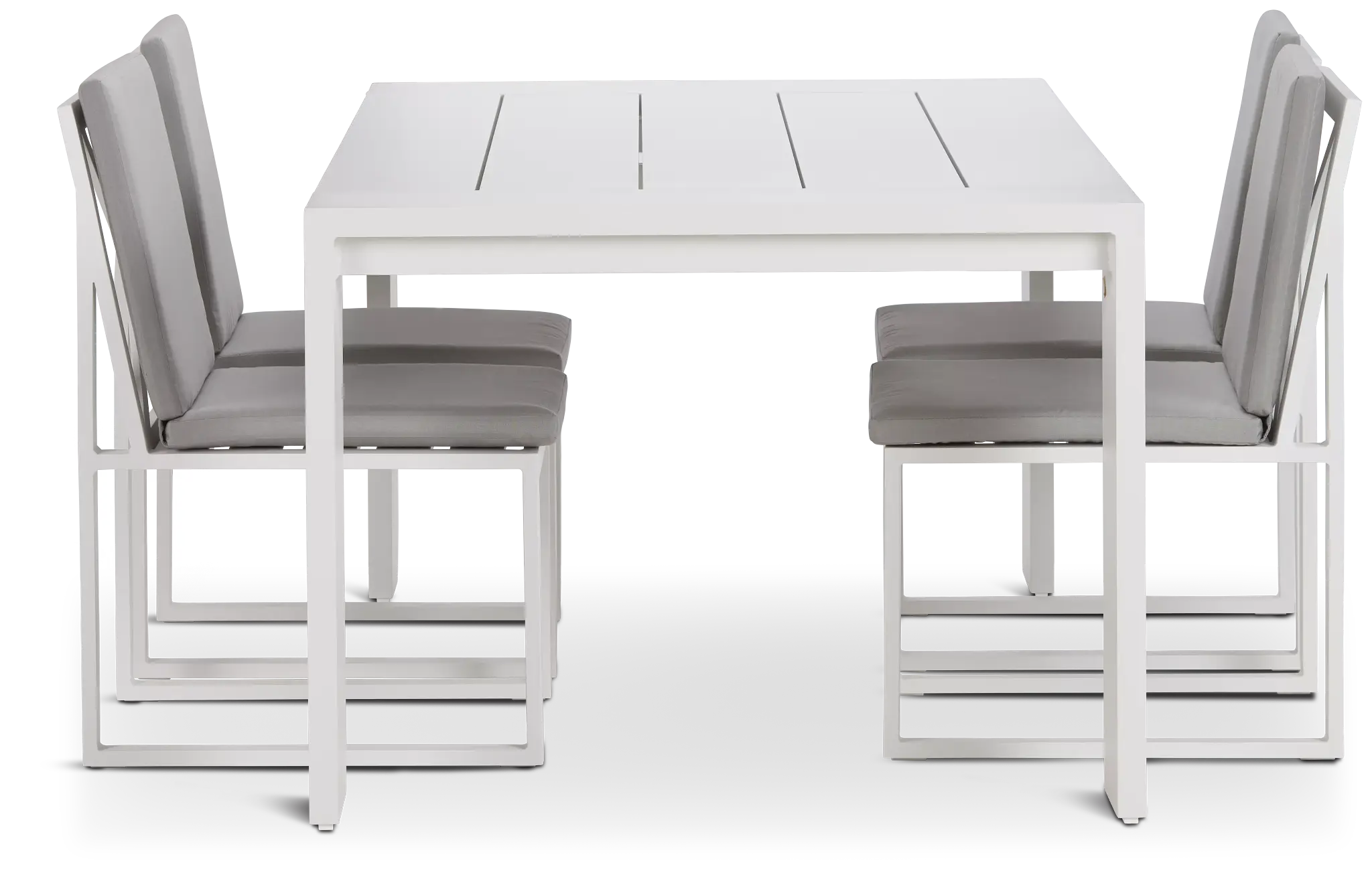 Linear White Dark Gray 70" Aluminum Table & 4 Cushioned Side Chairs Linear White Dark Gray 70" Aluminum Table & 4 Cushioned Side Chairs