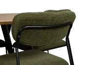 Lynden Light Tone Round Table & 4 Green Metal Upholstered Side Chairs