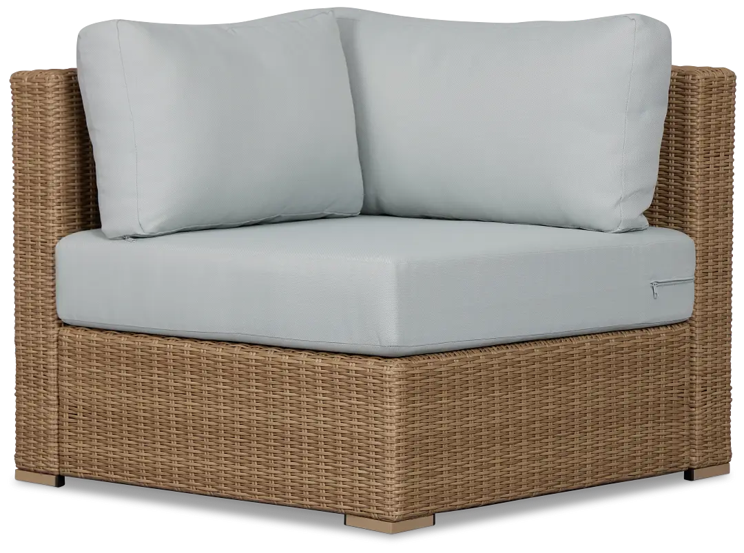 Montecito Light Tone Corner Chair With Light Blue Cushions Montecito Light Tone Corner Chair With Light Blue Cushions