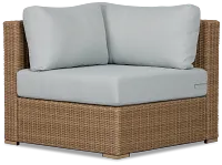 Montecito Light Tone Corner Chair With Light Blue Cushions