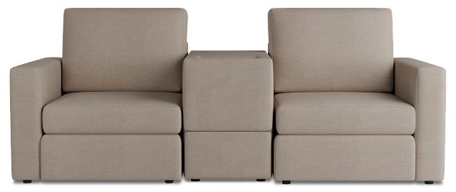 Citymod Beige Fabric 3-piece Modular Sofa With Media Console