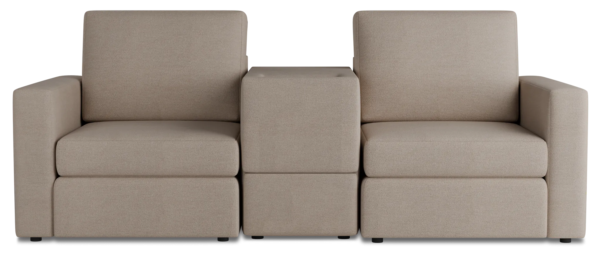 Citymod Beige Fabric 3-piece Modular Sofa With Media Console