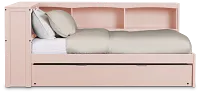 Charleston Pink Corner Bookcase Bed With Trundle