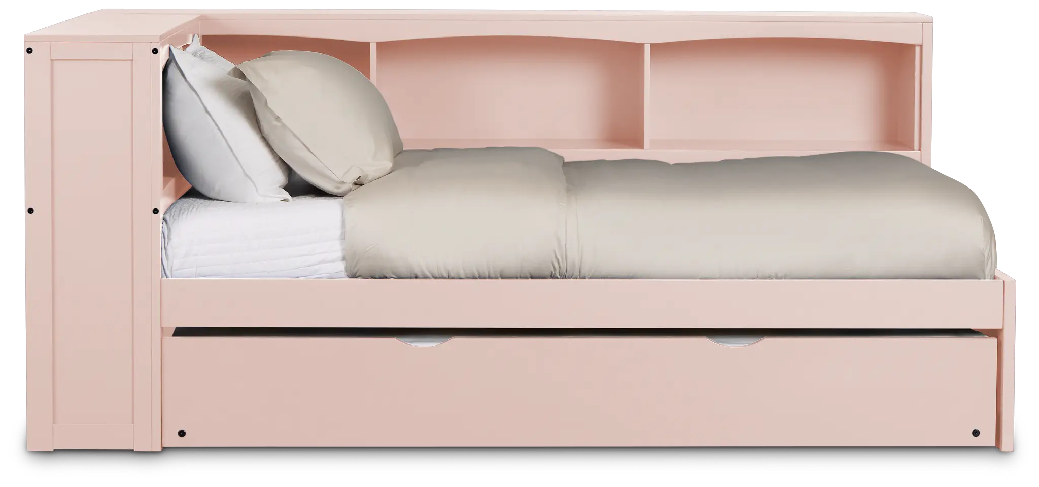Charleston Pink Corner Bookcase Bed With Trundle Charleston Pink Corner Bookcase Bed With Trundle